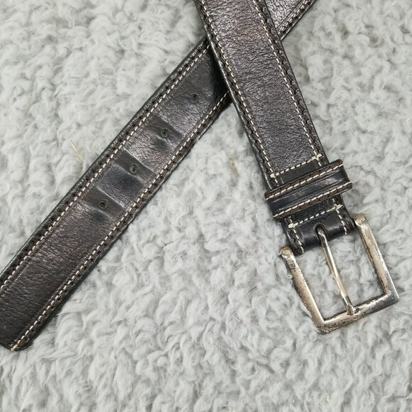 Fossil Belt Womens Medium Black Genuine Leather Belt Contrast Stitching *Read* - Picture 7 of 7